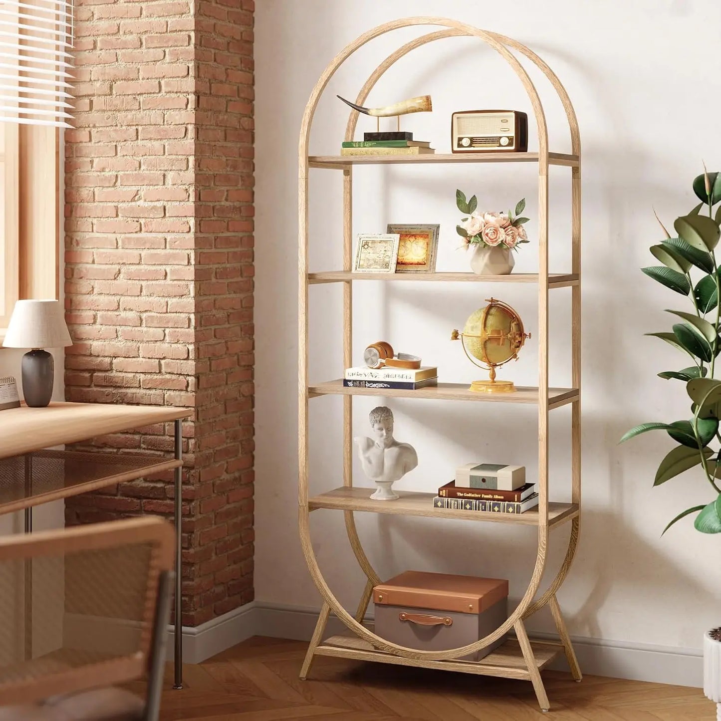 Little Tree 5-Tier Arched Bookcase Freestanding Display Shelf