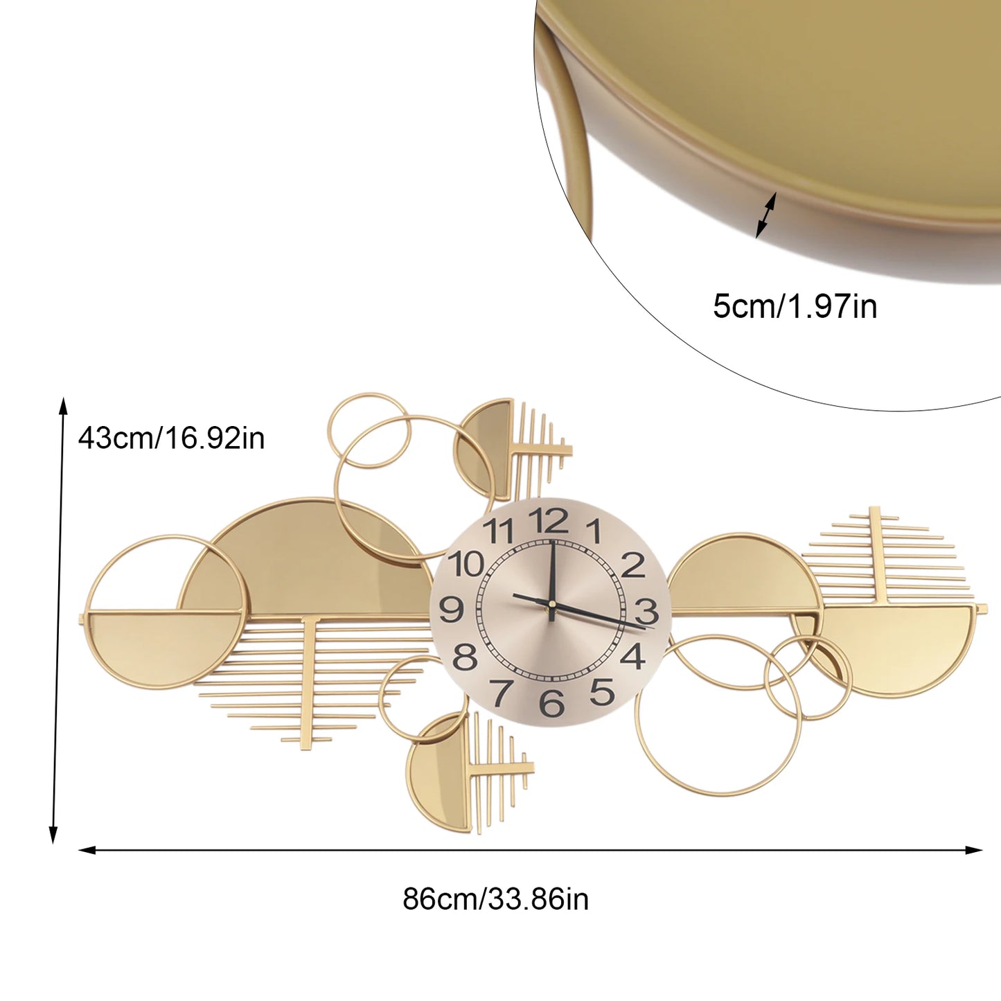 Modern Metal Wall Clock Battery Operated Silent