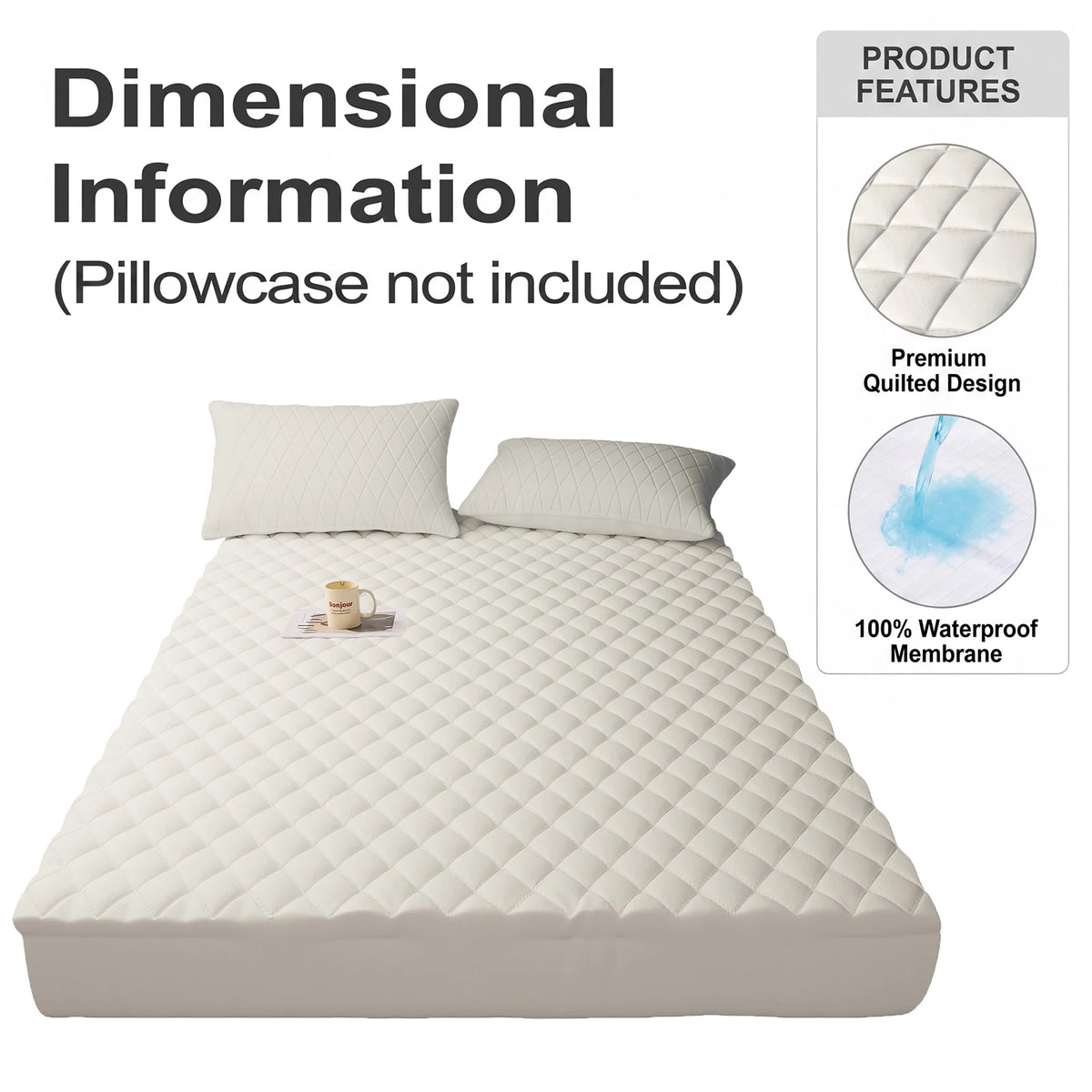 Waterproof Quilted Mattress Protector With Deep Pocket Breathable Bedding