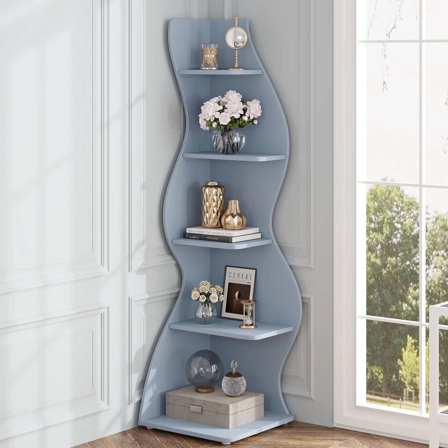 Tribesigns Corner Shelf Modern Wall Shelf Bookcase Plant Stand