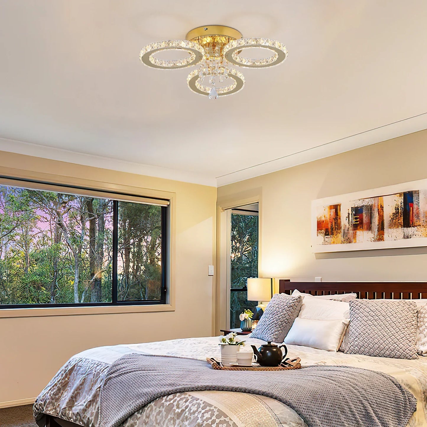 LED Crystal Chandelier Ceiling Light for Living Room