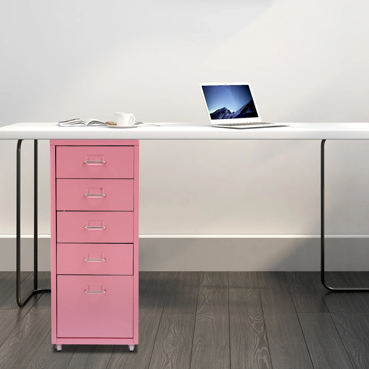 Bymaocar Five Drawer File Cabinet On Wheels Mobile Organizer