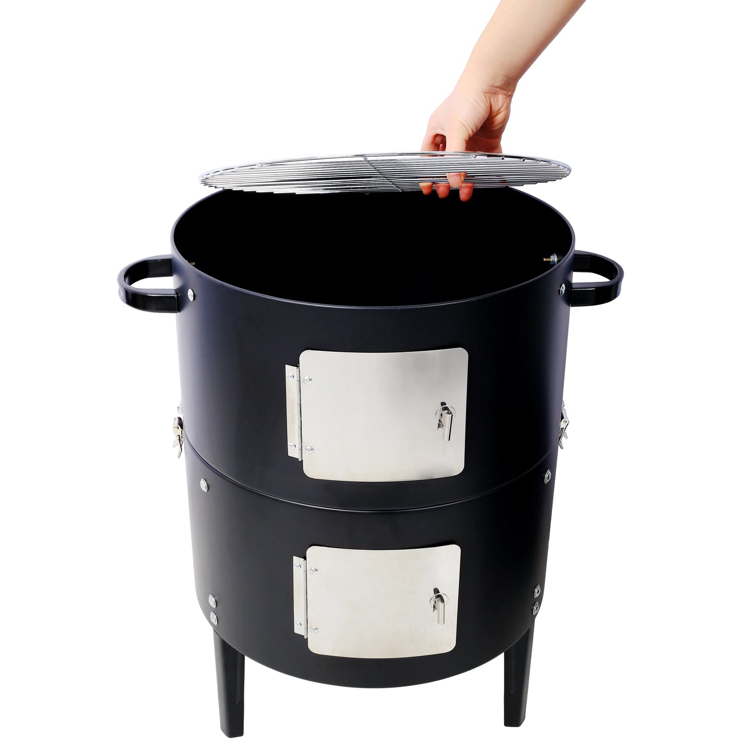 Steel Charcoal Smoker Heavy Duty Round BBQ Grill Outdoors