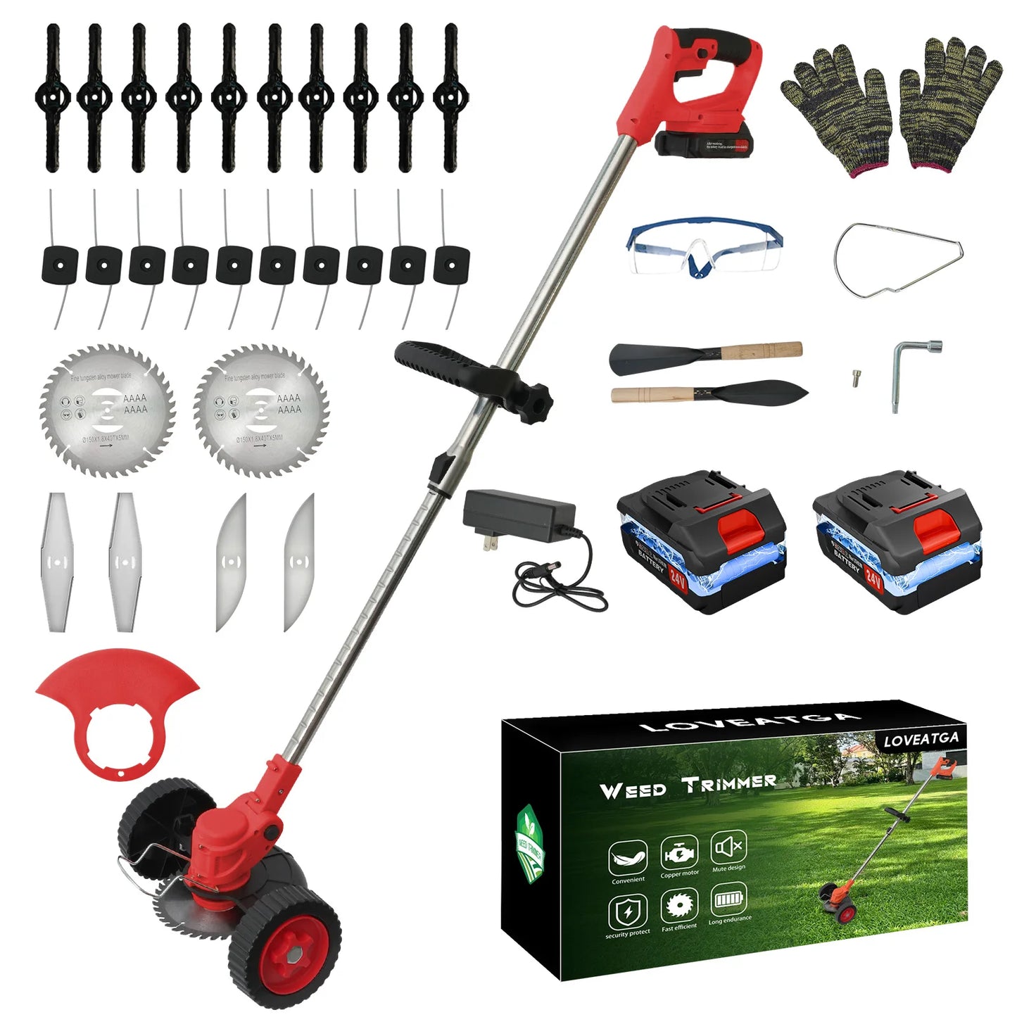 21V Cordless Lawn Mower And Grass Trimmer 3in1 Foldable Tool