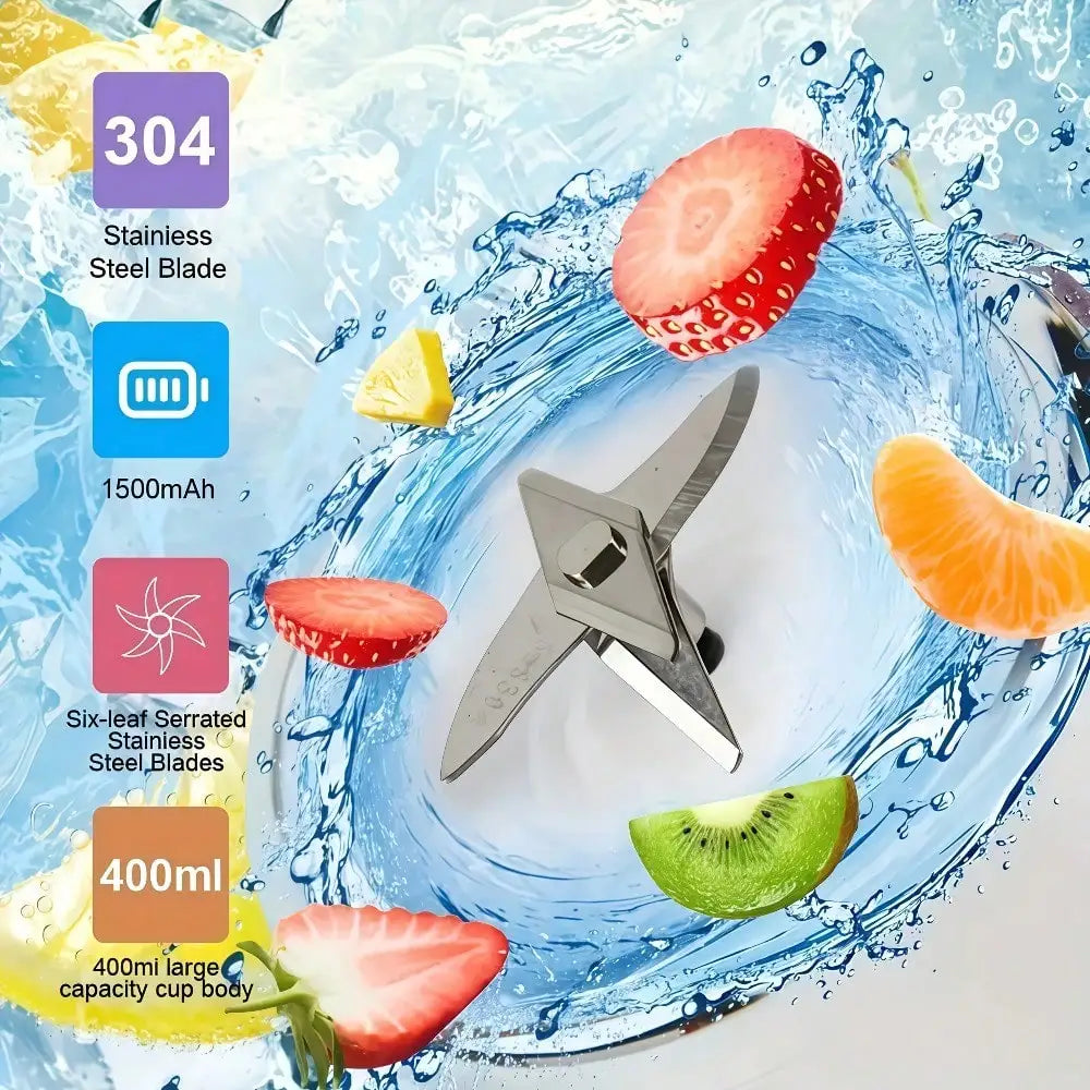 Portable USB Juicer Cup Blender With Dual Cups Outdoor Travel
