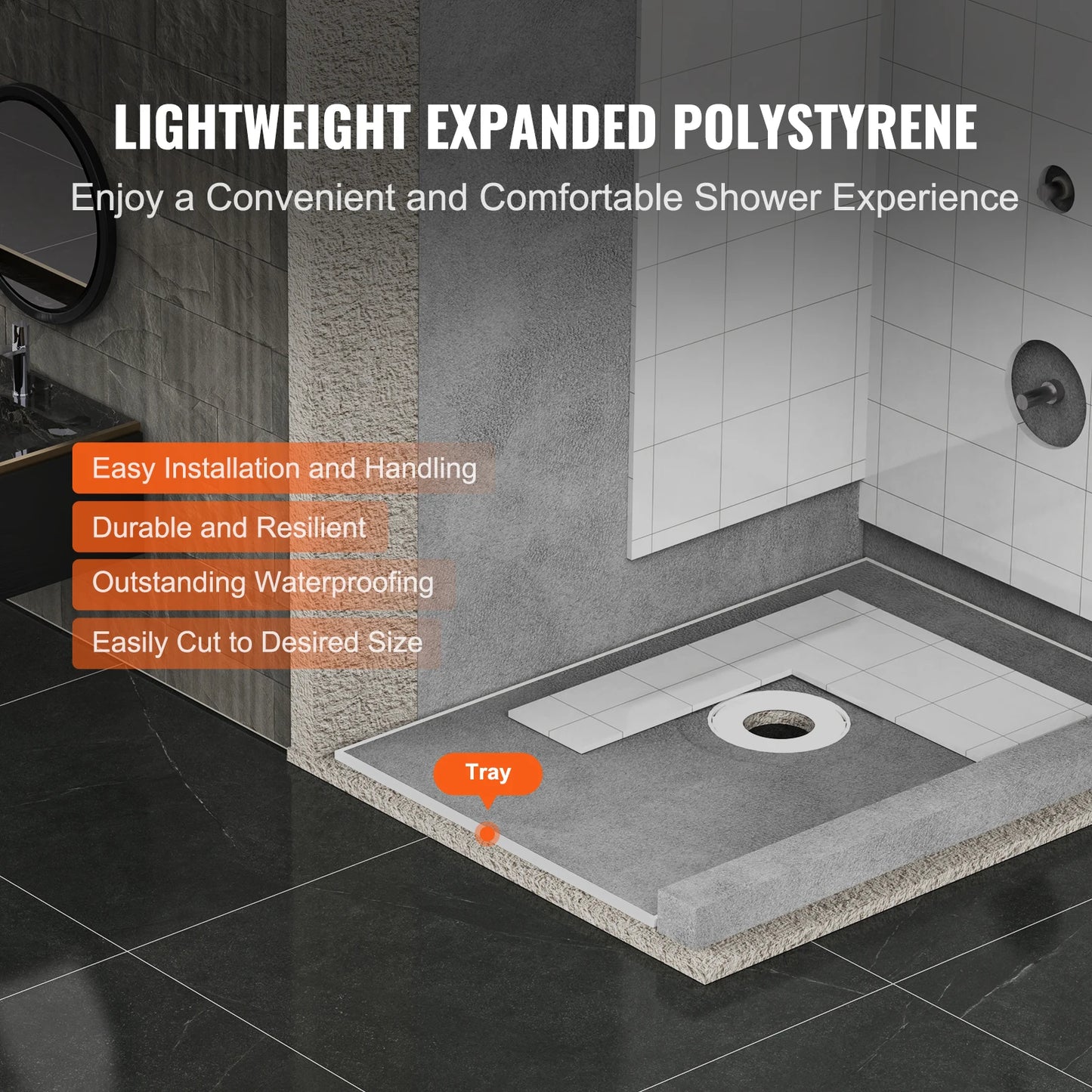 SucceBuy Shower Curb Kit And Pan Kit Central Drain EPS