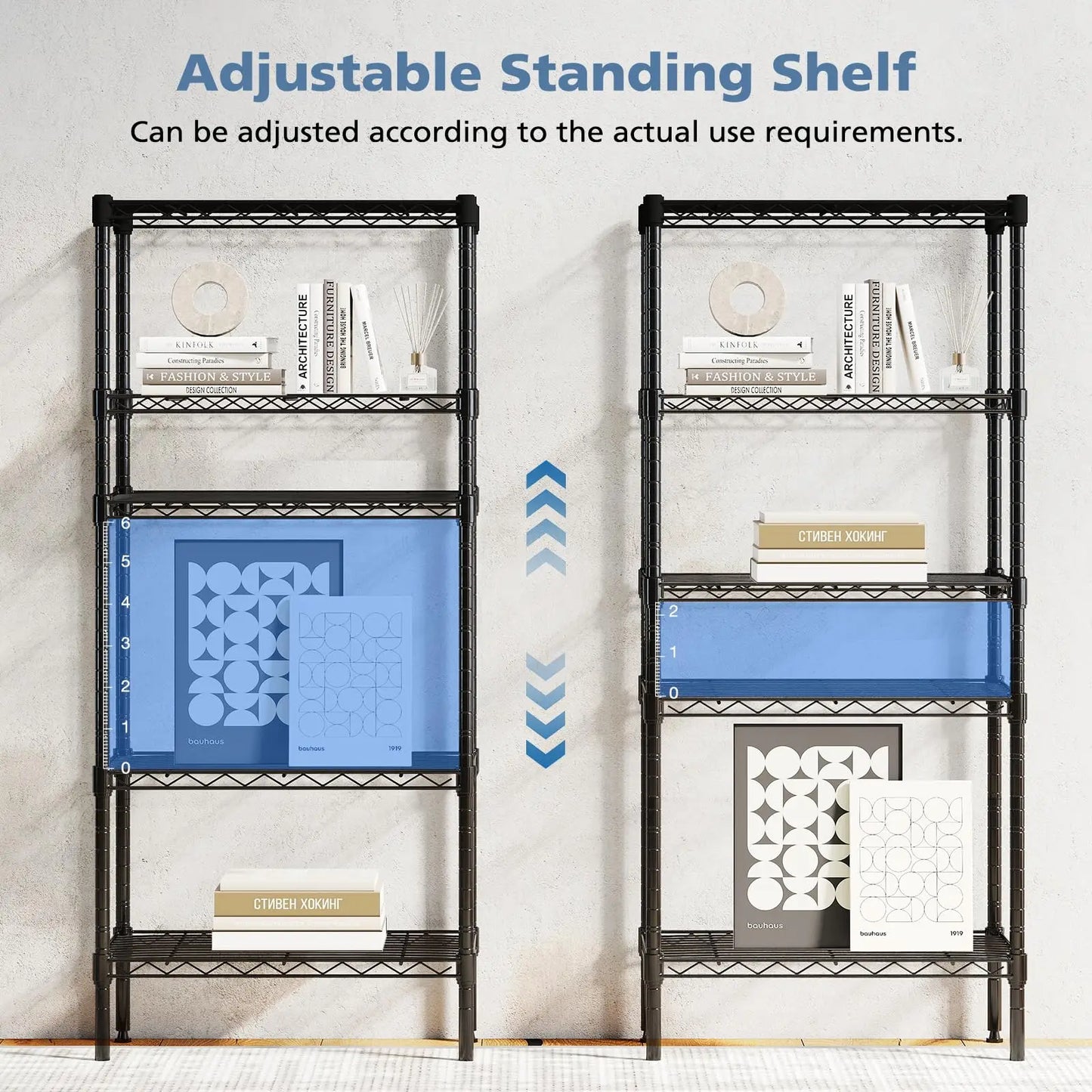JHK Three To Five Tier Metal Wire Storage Shelves Adjustable