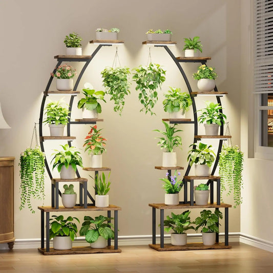 Indoor Plant Stand With Grow Lights 9 Tier Plant Shelf