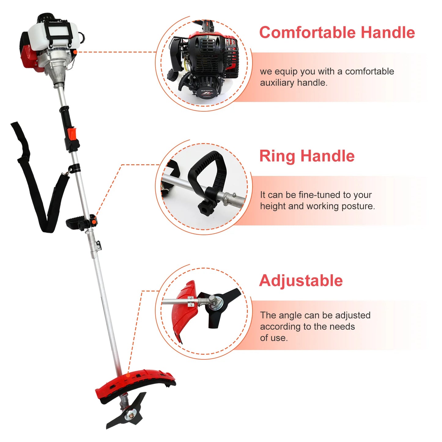 4 Stroke Gas Weed Wacker 31cc 13 Inch Straight Shaft Trimmer