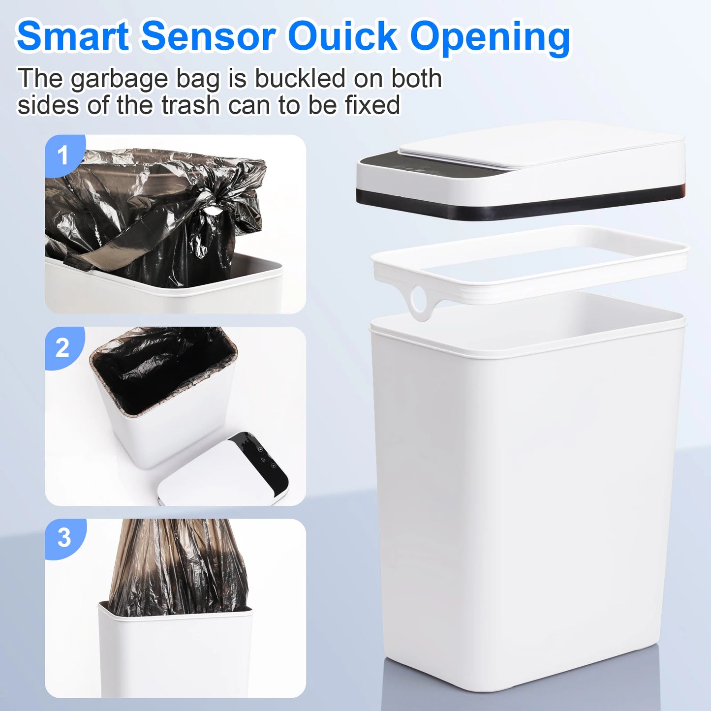 NONECN 2 Pack Touchless Slim Bathroom Trash Cans With Lid