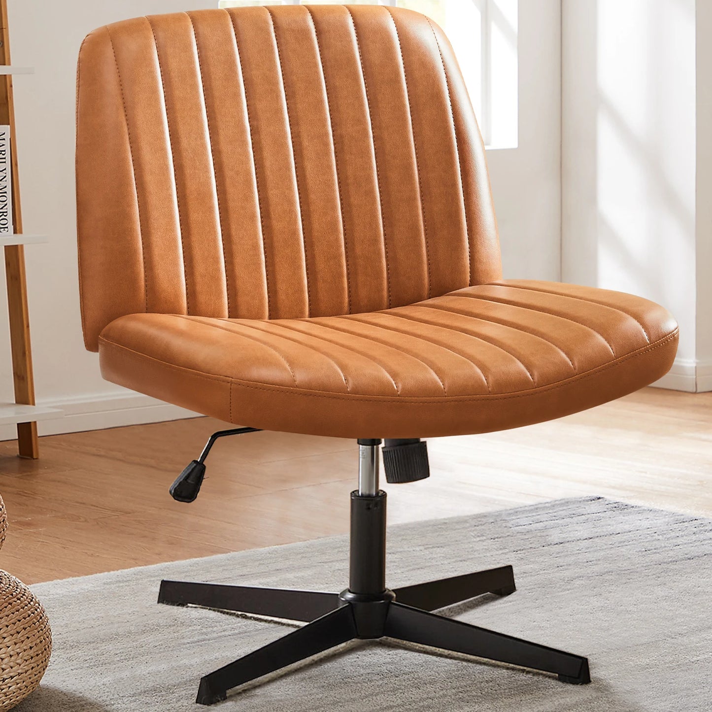 JHK Cross Legged Office Chair Rocking Swivel Adjustable Fabric Task Chair