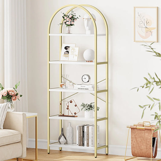 TWISTER.CK 5 Tier Arched Bookshelf Industrial Open Bookcase