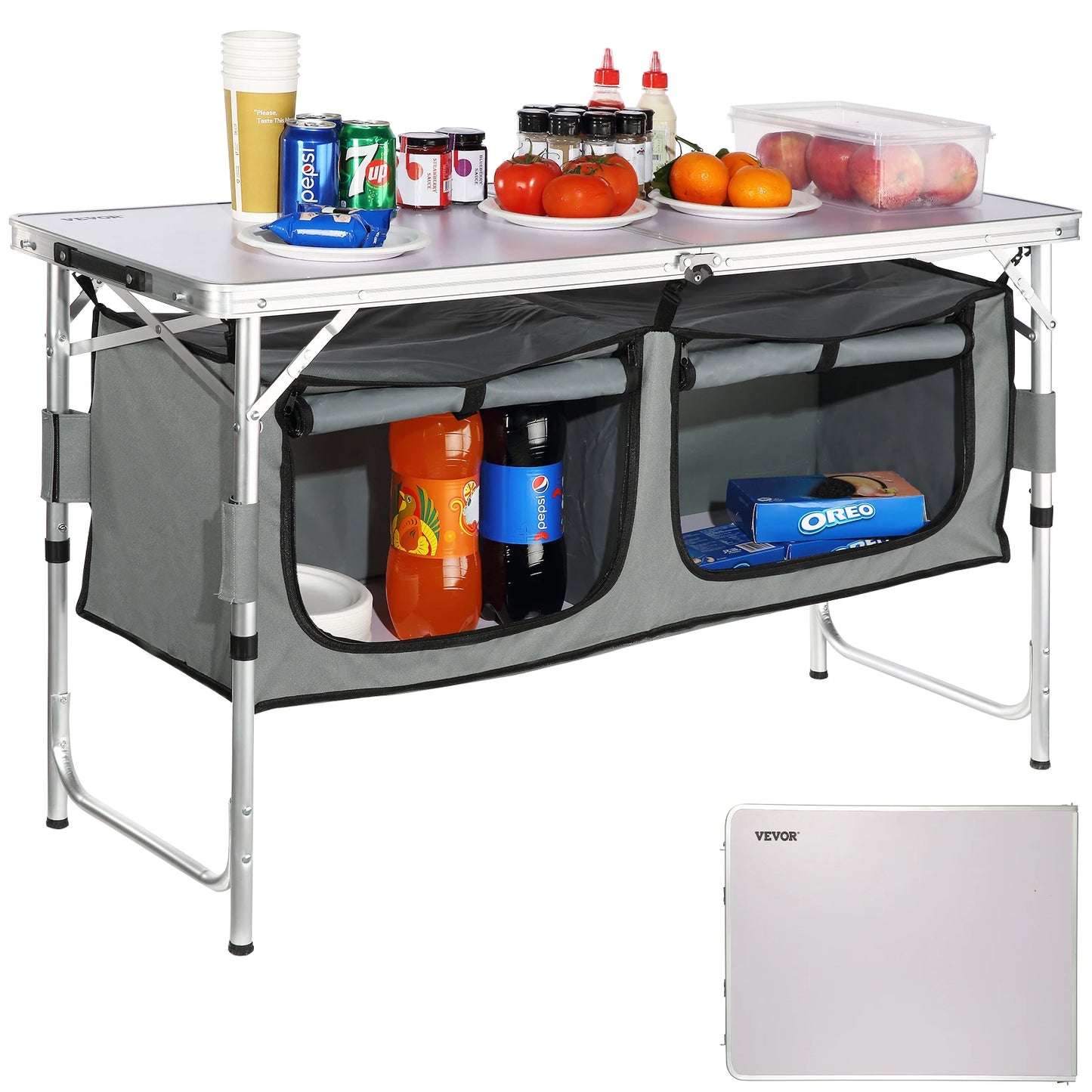 VEVOR Camping Kitchen Table Quick Set Up Folding MDF Table