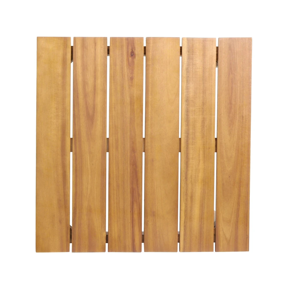 LISM Rustic Acacia Wood Side Table Slat Top Outdoor