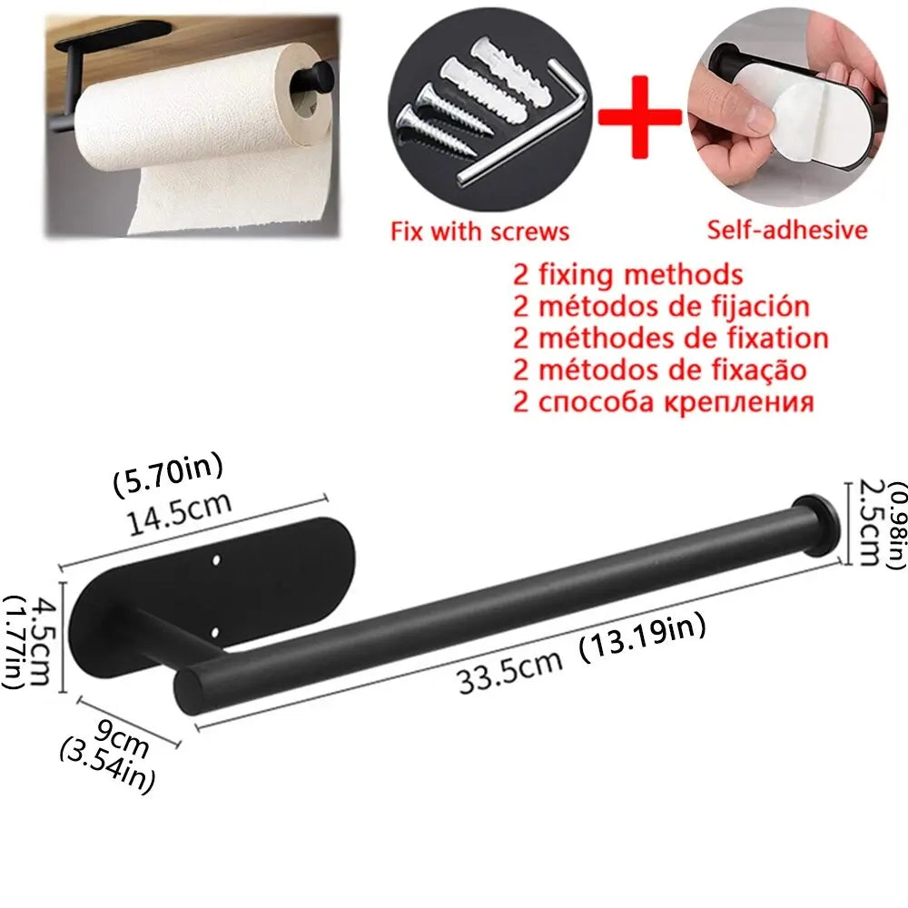 Stainless Steel Kitchen Paper Towel Holder Adhesive Dispenser Wall Mount