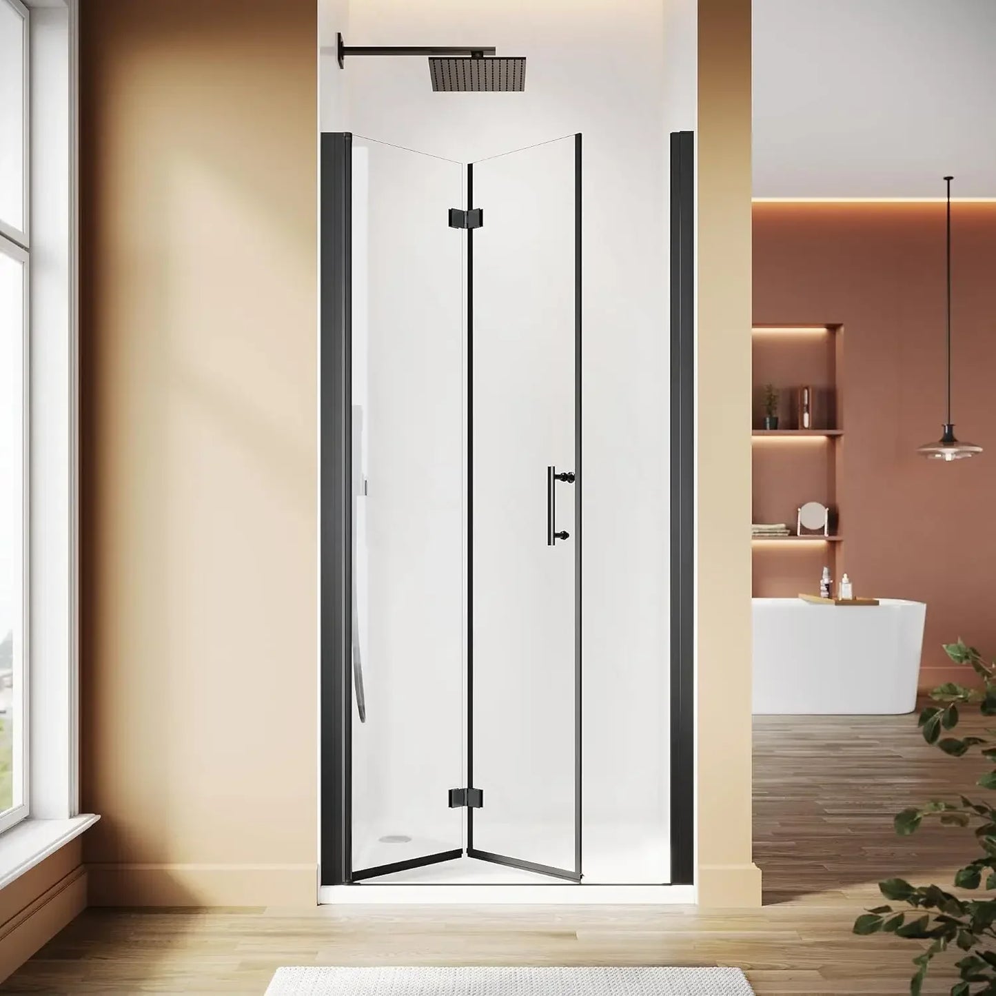 Frameless Bifold Shower Door With Clear Tempered Glass Hardware