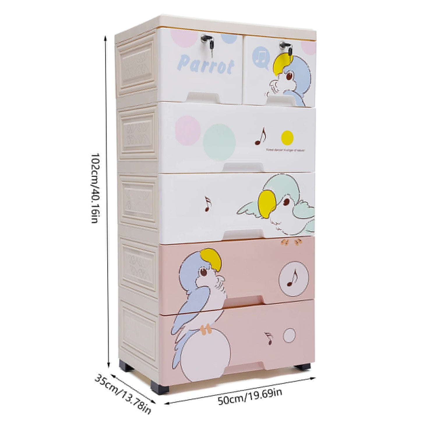 Modern Rolling Plastic Dresser Storage Cabinet With Lock 6 Drawers