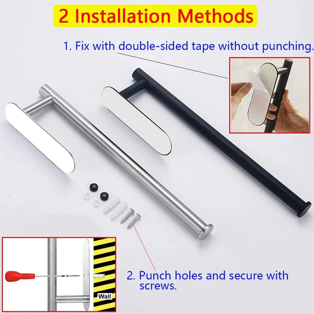 Stainless Steel Kitchen Paper Towel Holder Adhesive Dispenser Wall Mount