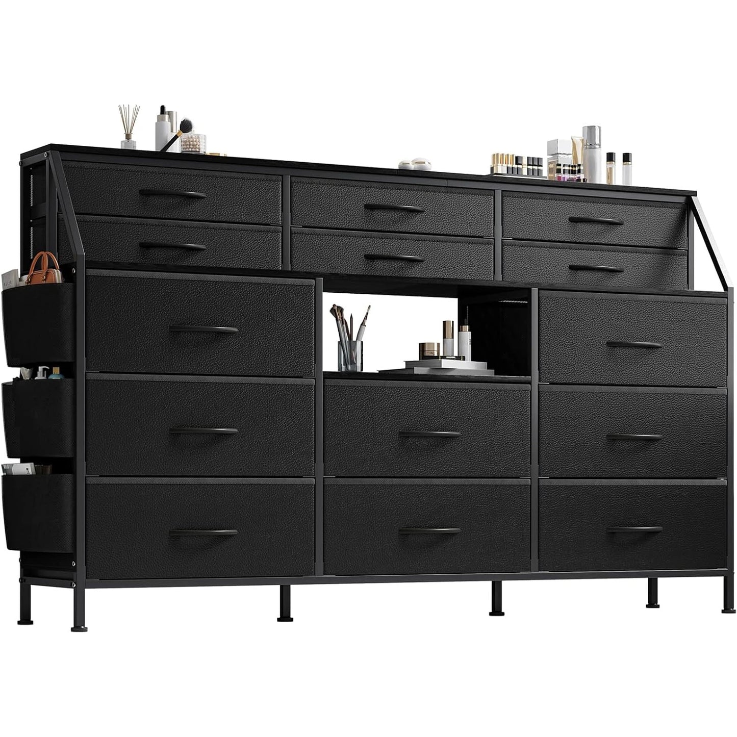 Twister.CK 14 Drawer Dresser With Wooden Top Metal Frame