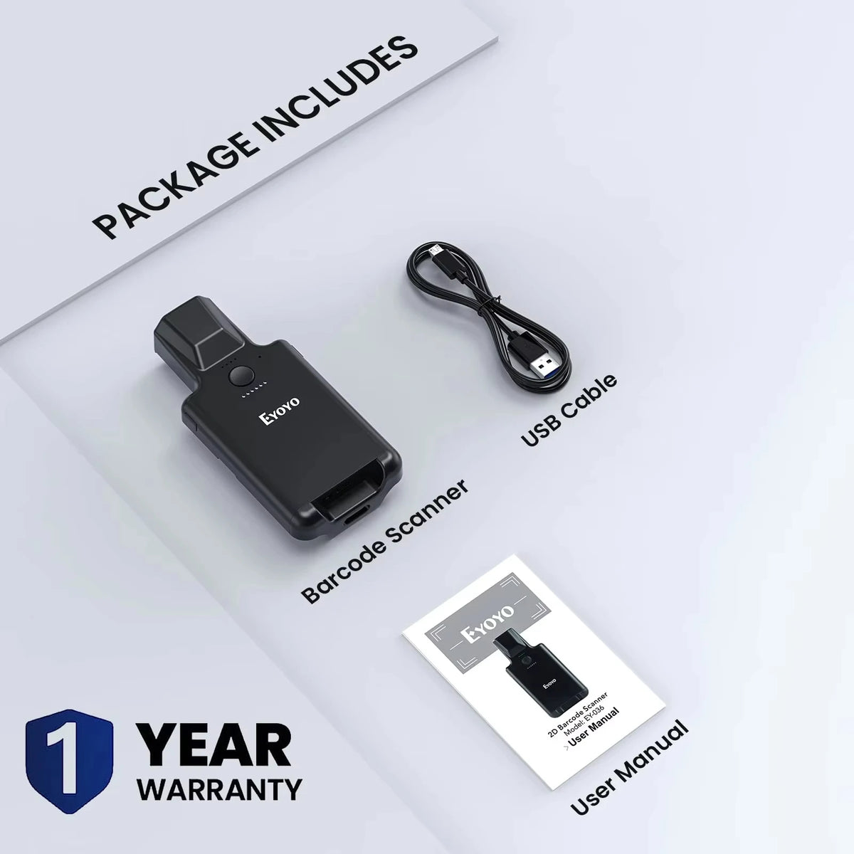 Eyoyo Bluetooth 1D 2D Barcode Scanner Portable QR Code Reader