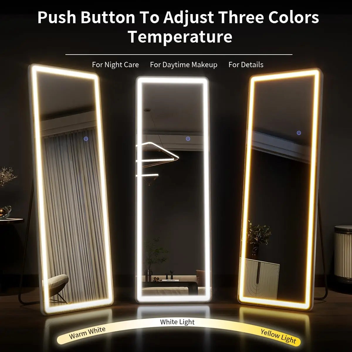 Koonmi LED Floor Mirror With Lights Dimmable Stand