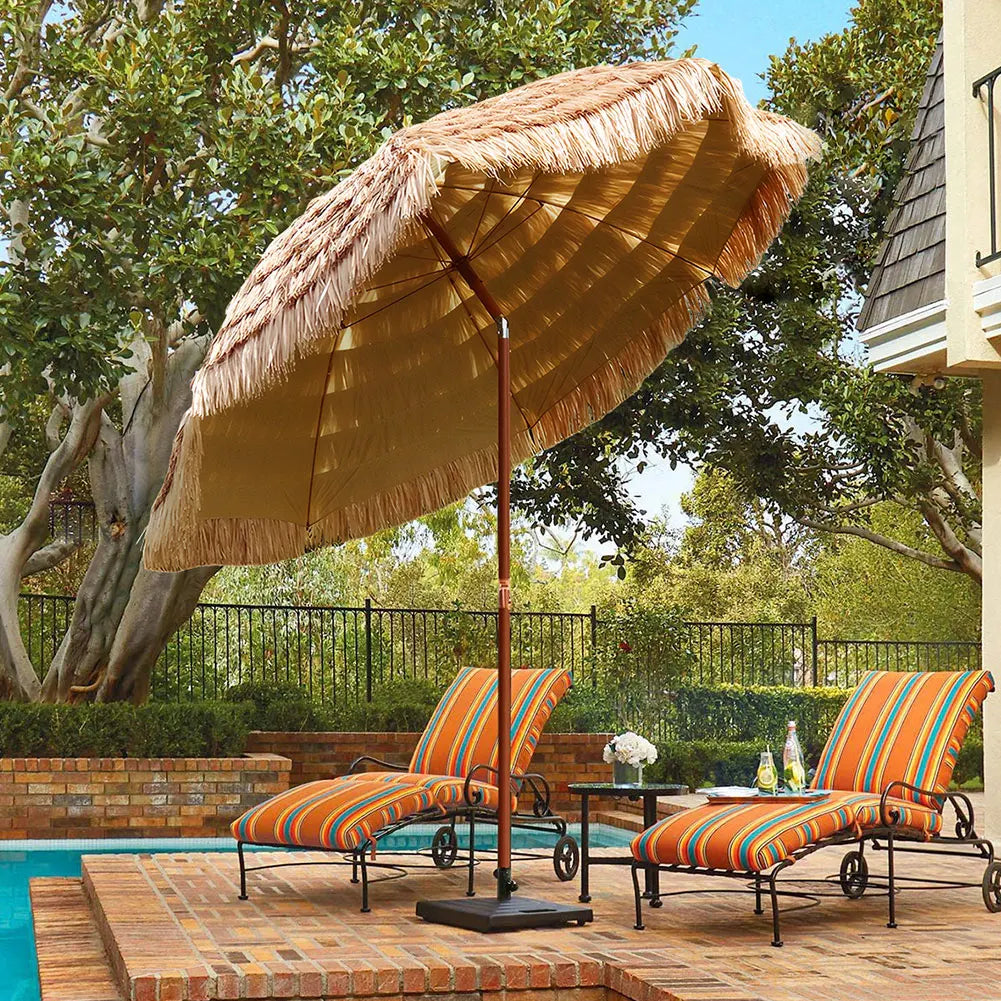 NovaSphere Thatched Garden Umbrella Height Adjustable Patio Shade
