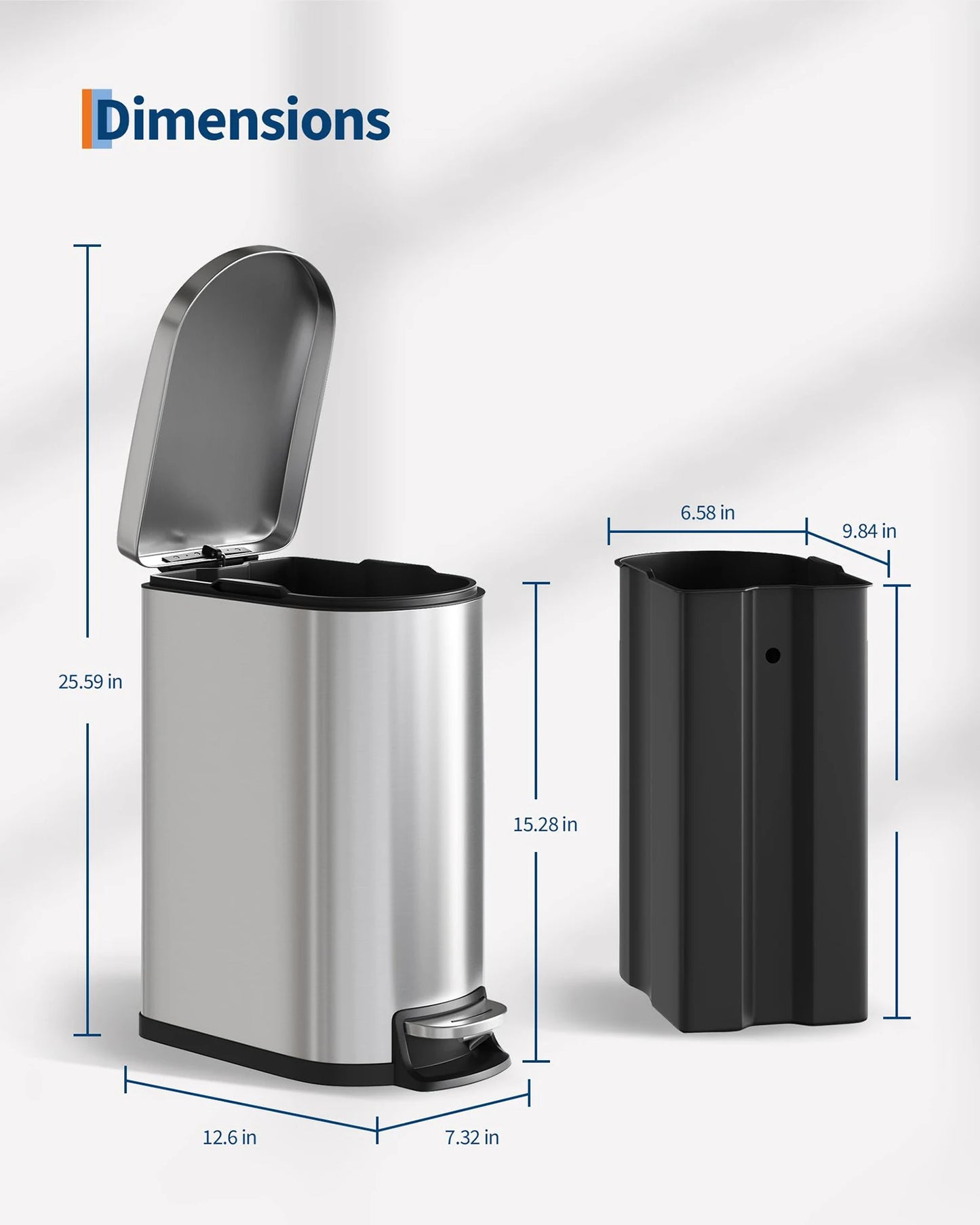 TWISTER.CKCN Stainless Steel StepOn Trash Can Combo Set