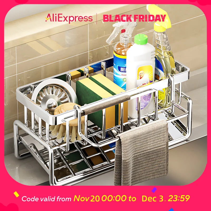 Over-Sink Kitchen Organizer Sponge Holder And Drying Rack
