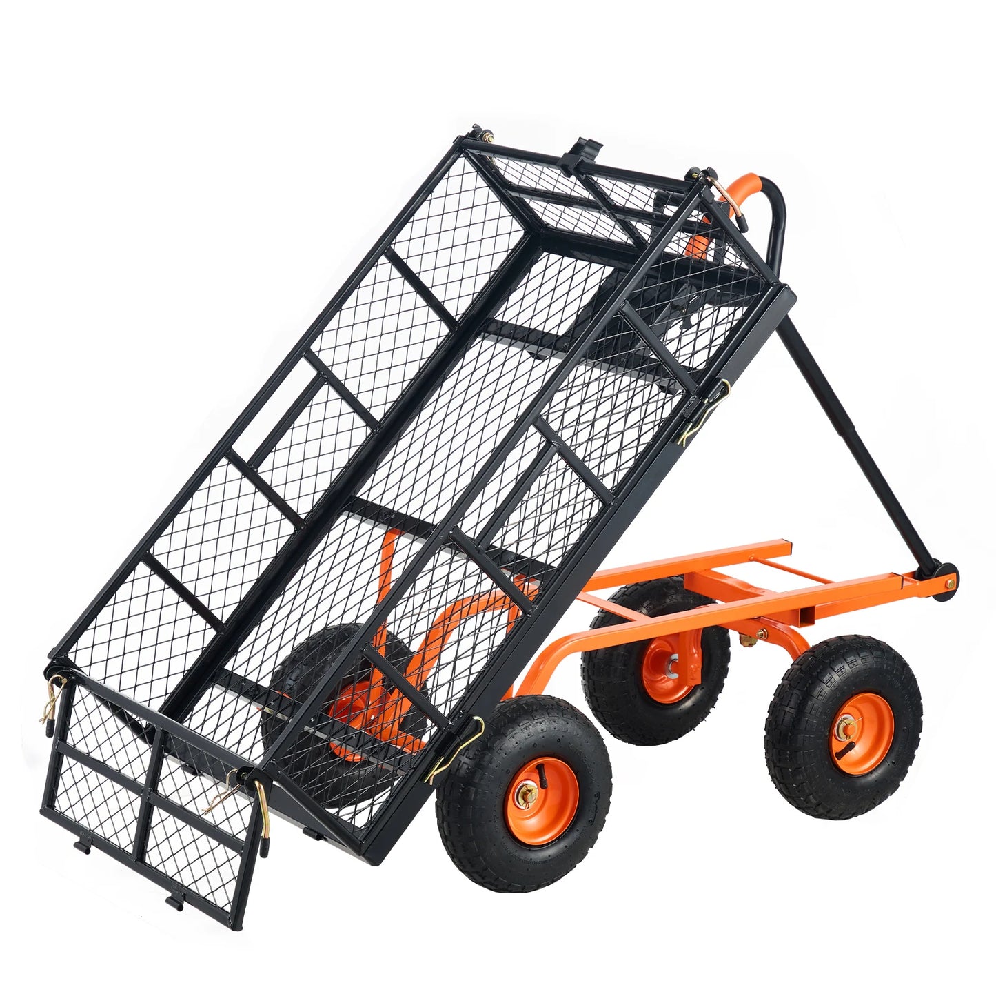 SucceBuy Garden Cart Sturdy Metal Utility Wagon 400 Lbs Capacity