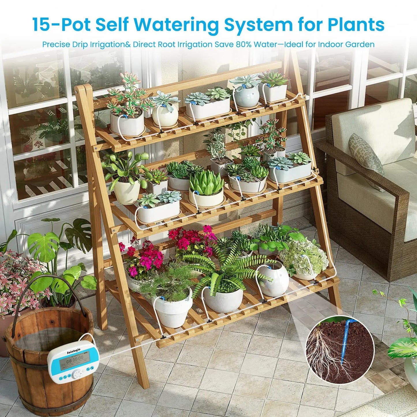 Drip Irrigation Kit Auto Plant Watering System 15 Pots