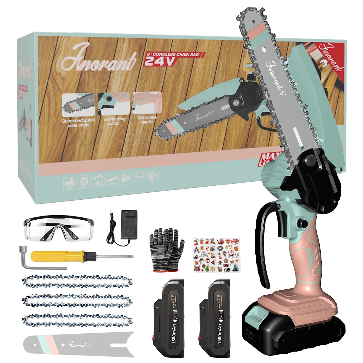 Cordless Mini Chainsaw Dual Battery Portable Tree Cutting Saw