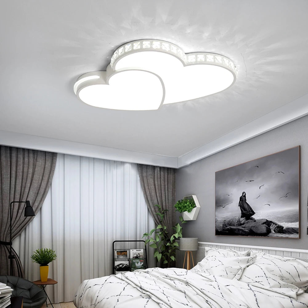 Heart Shaped Crystal LED Ceiling Light Flush Mount For Kids