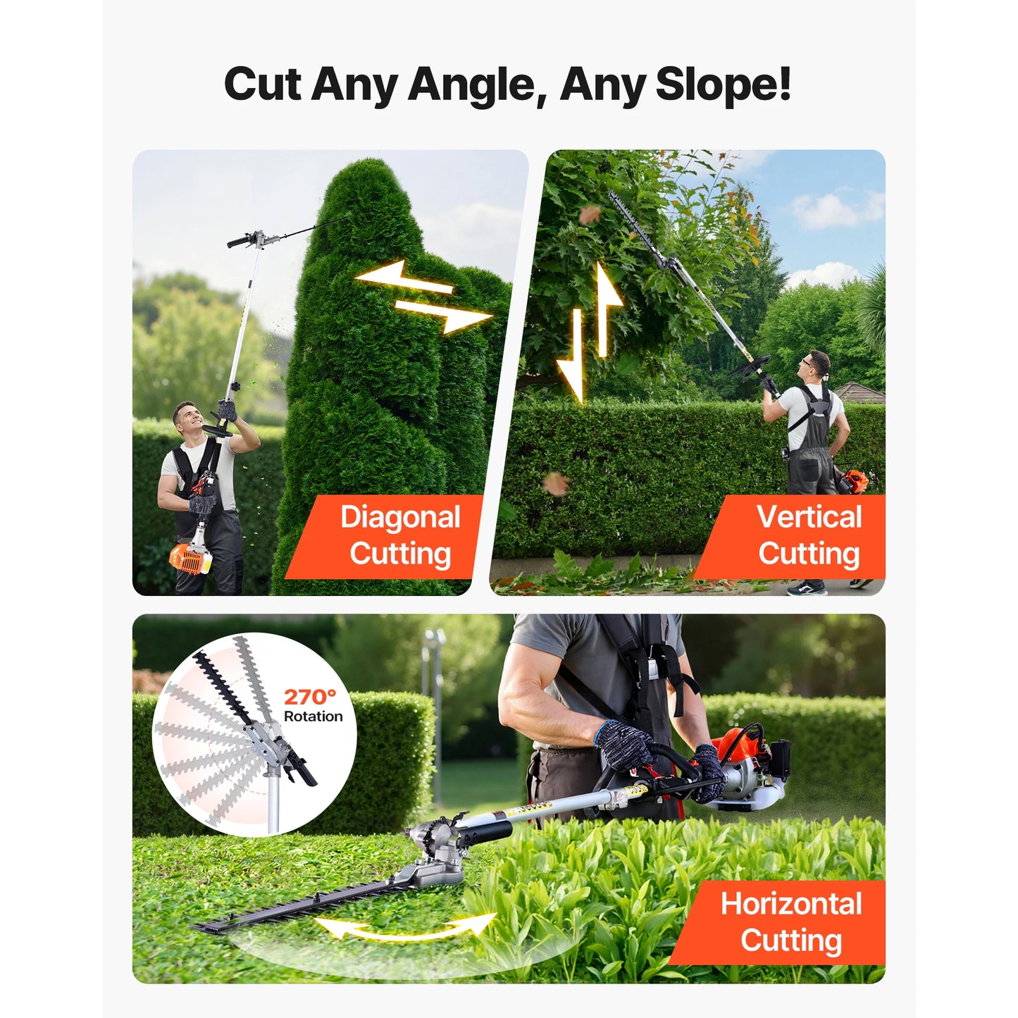 SucceBuy Gas Hedge Trimmer 2 Cycle Power Handheld With Gear