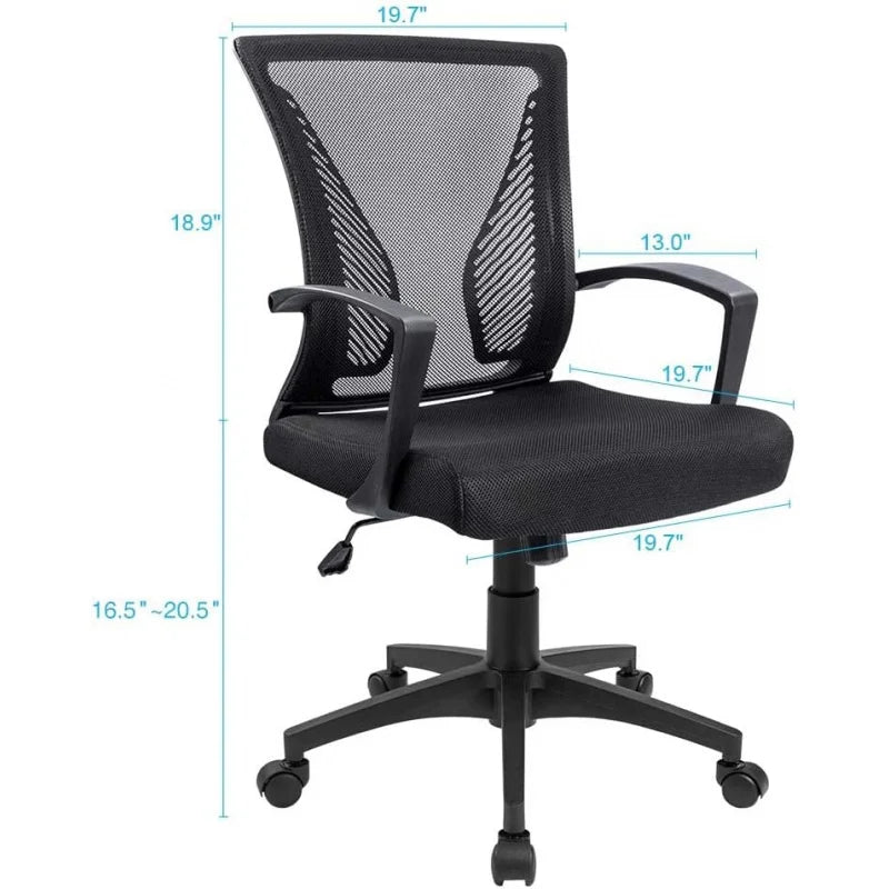 Office Chair Ergonomic Mesh Chair With Lumbar Support And Armrests