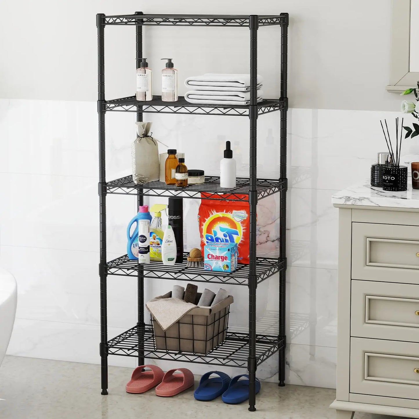 JHK Three To Five Tier Metal Wire Storage Shelves Adjustable