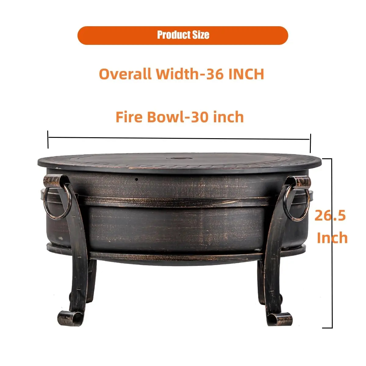 Three In One Wooden Fire Pit With GrillGrate And Lid