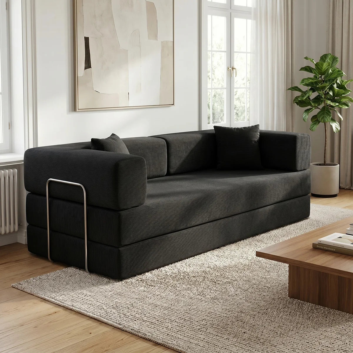 YQzyphyna Futon Sofa Bed 4 In 1 Convertible Couch For Living Room