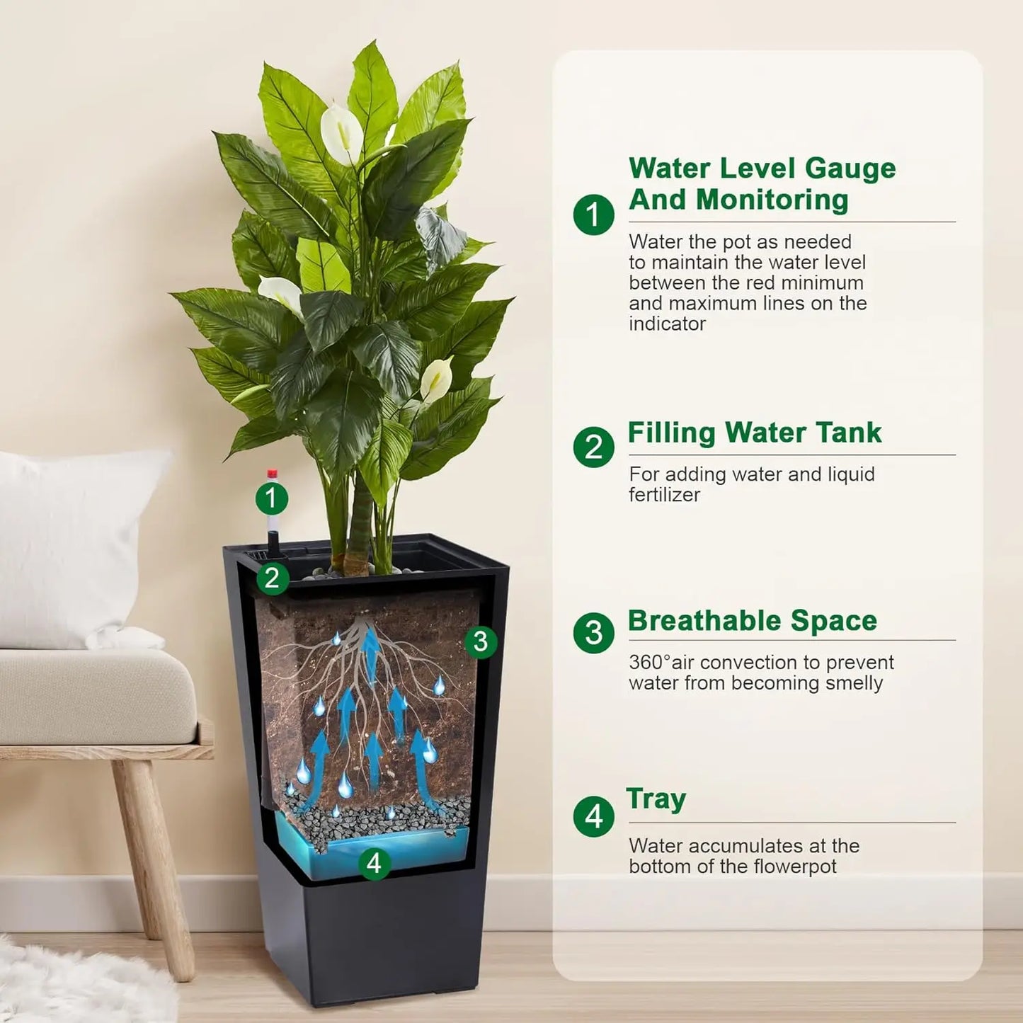 HobbyLane Tall Planter With Shelf Insert For Indoor Outdoor Use