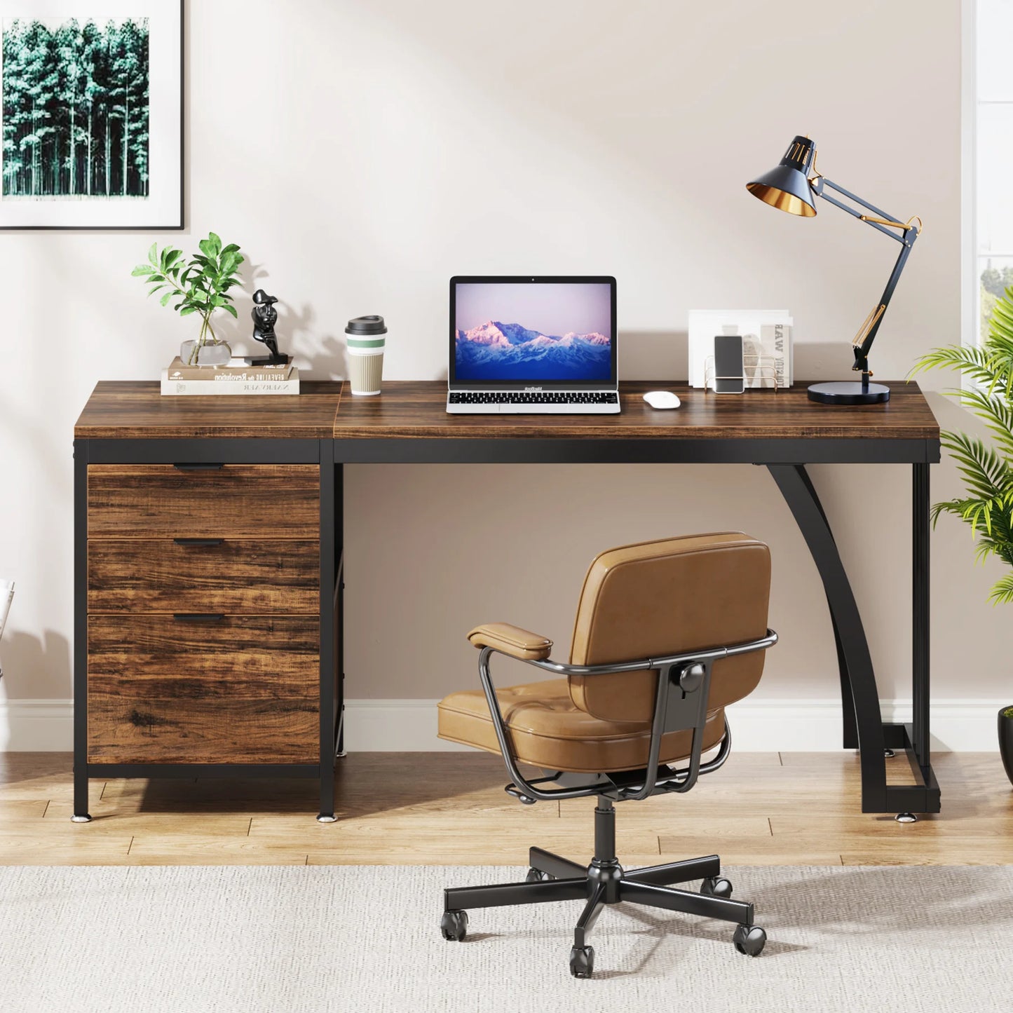 Tribesigns Computer Desk With Three Reversible Drawers