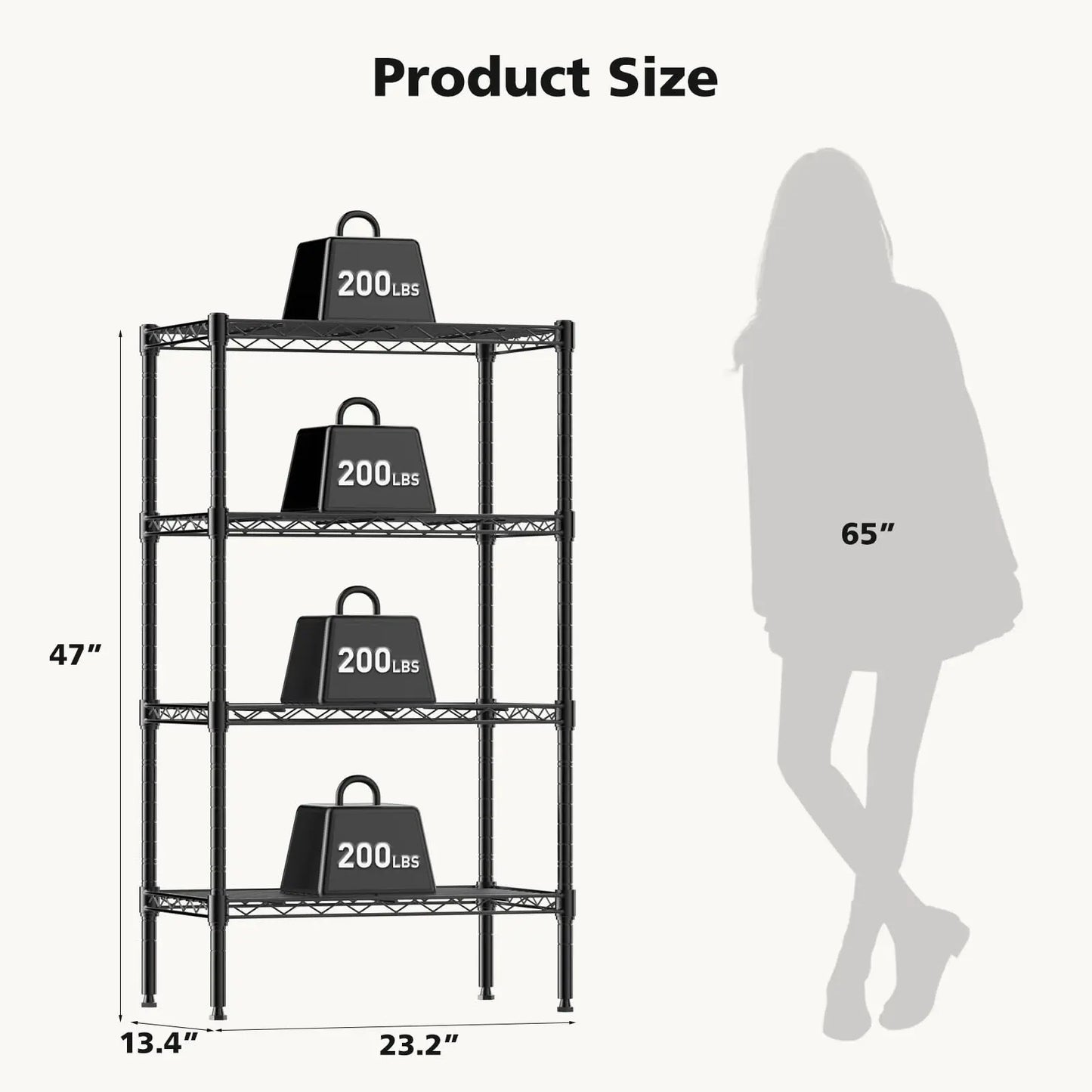 JHK Three To Five Tier Metal Wire Storage Shelves Adjustable