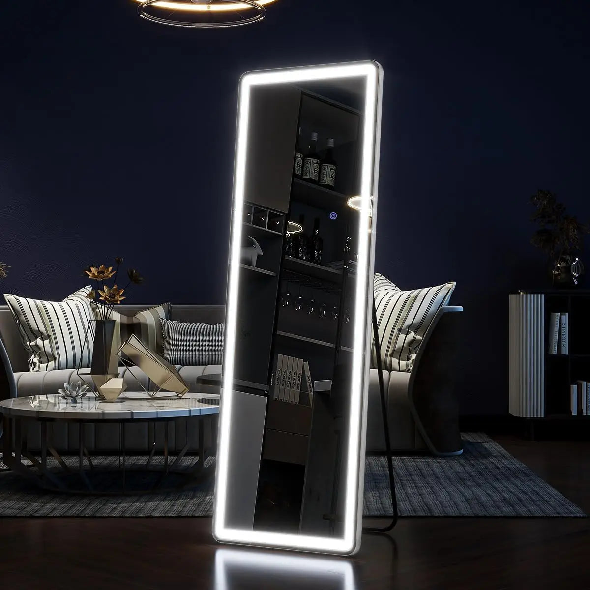 Koonmi LED Floor Mirror With Lights Dimmable Stand