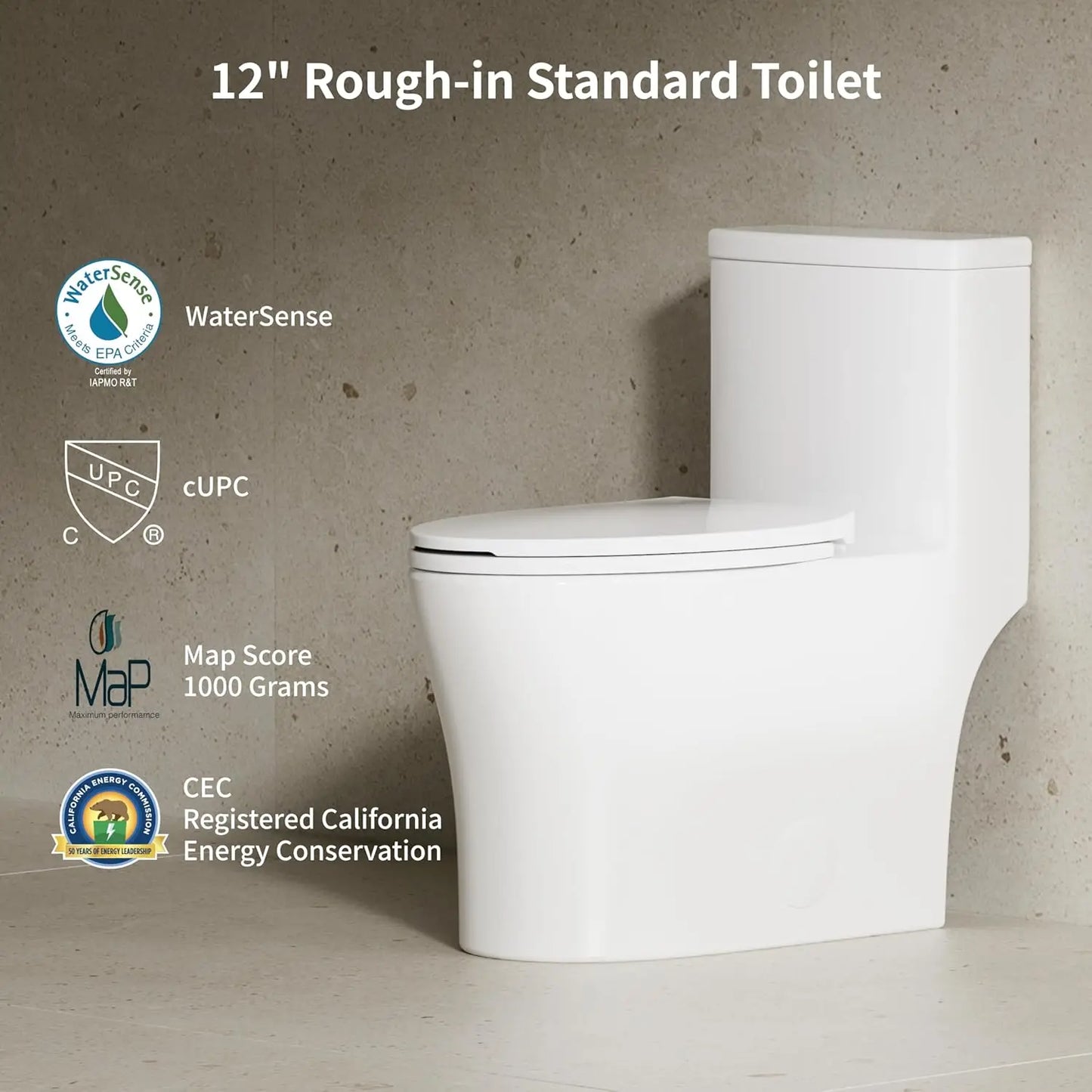 One Piece Toilet With Powerful Flush Cyclone Flushing