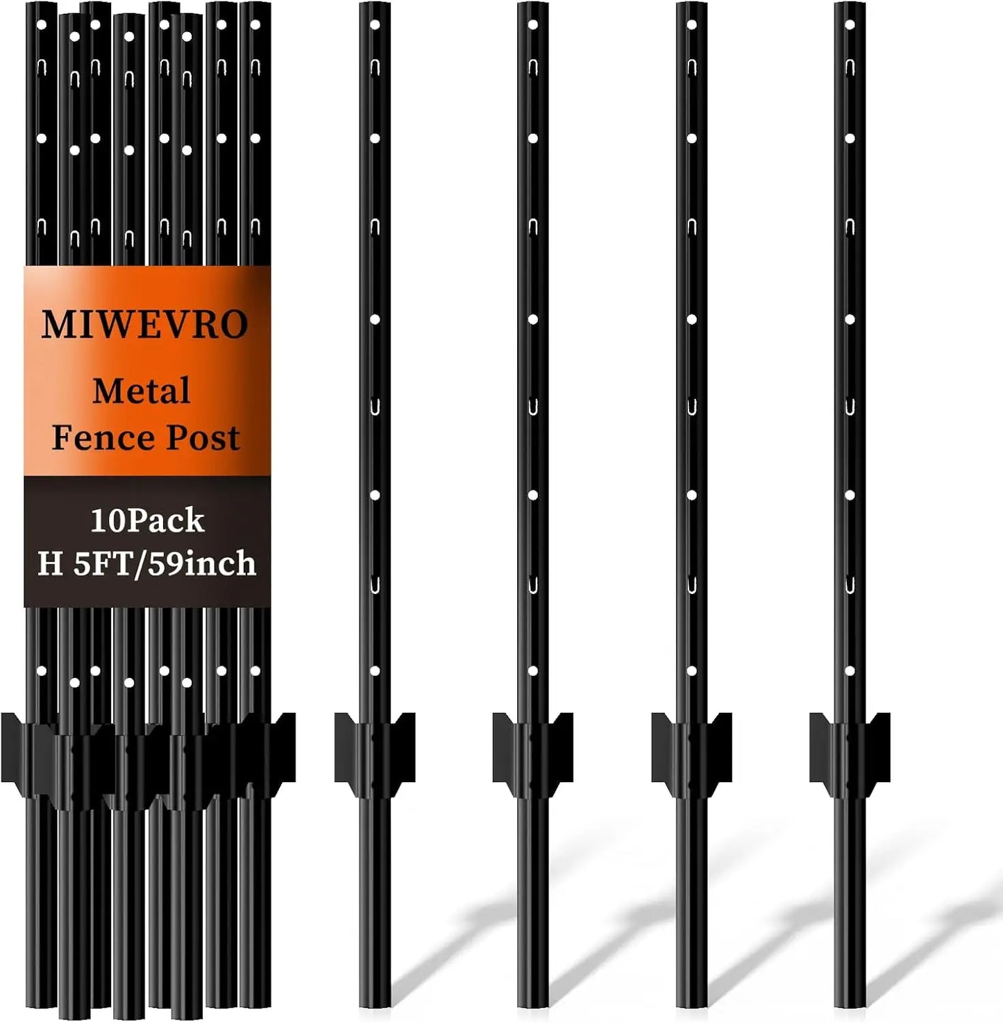 Garden Fence Post U-Post Heavy Duty Metal 10 Pack Bundle