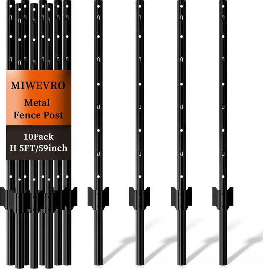Garden Fence Post U-Post Heavy Duty Metal 10 Pack Bundle