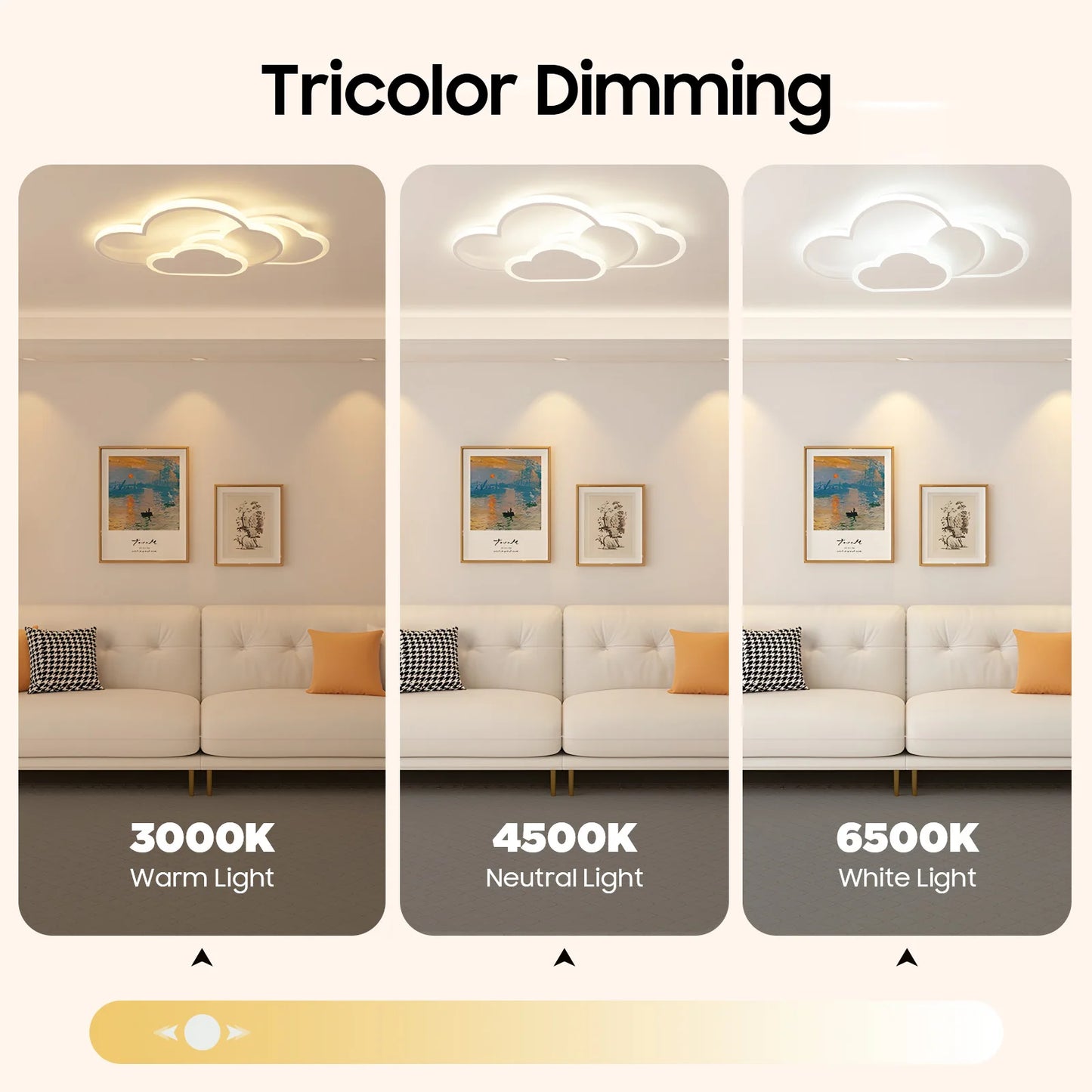 Cloud Shape LED Ceiling Light Fixture Three Temperature Modes