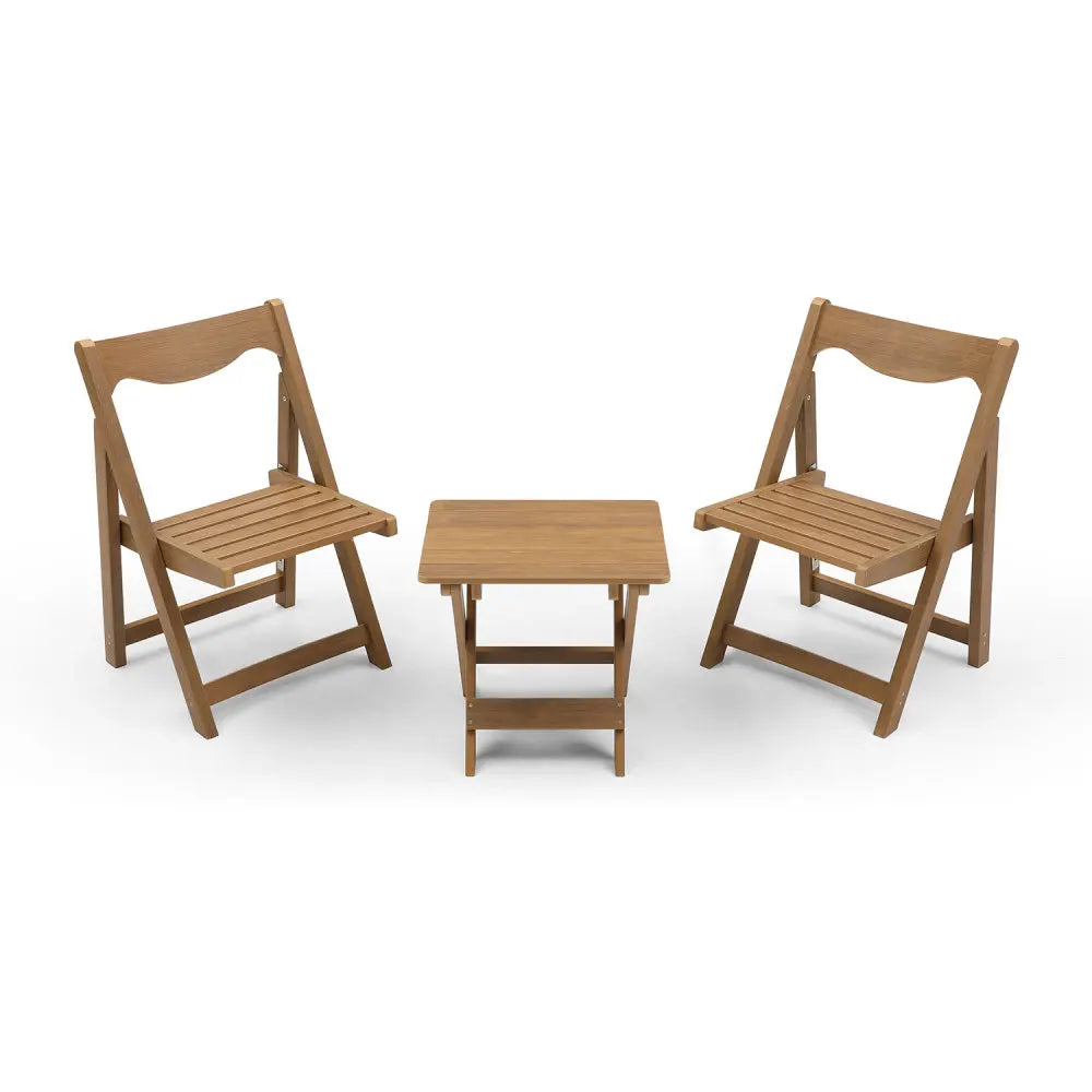 LISM Teak Foldable Bistro Set With Table And 2 Chairs