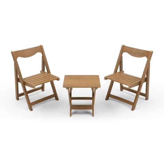 LISM Teak Foldable Bistro Set With Table And 2 Chairs