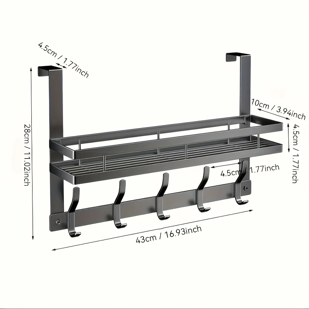 Multifunctional Over The Door Metal Storage Rack For Kitchen Bathroom