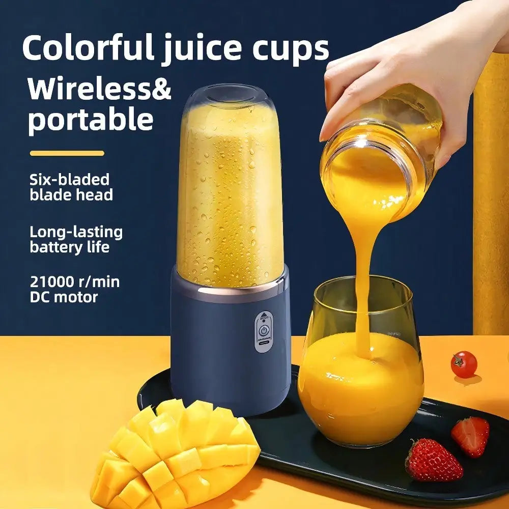 Portable USB Juicer Cup Blender With Dual Cups Outdoor Travel