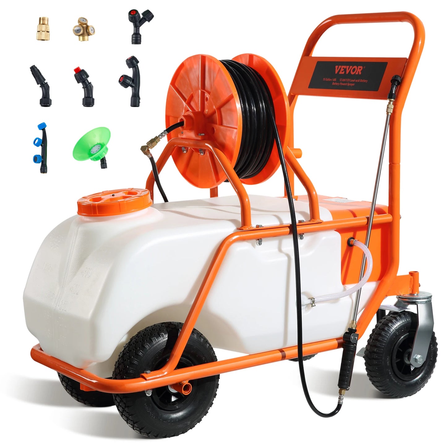 SucceBuy Battery Powered 15 Gal Garden Sprayer With Cart
